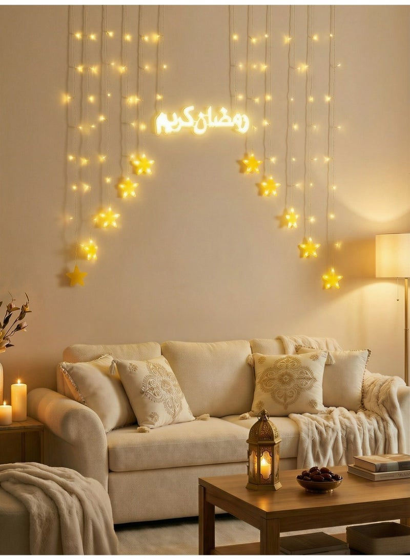 Ramadan Kareem Mubarak Lantern Decoration | Star Tiered Ornament for Festive Iftar Gatherings | Eid Gift 3 Meter